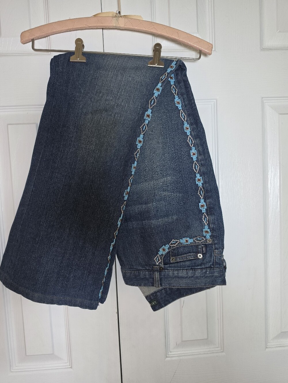Lauren Embroidered Side-Stripe Southwestern Style Bootcut Denim Jeans